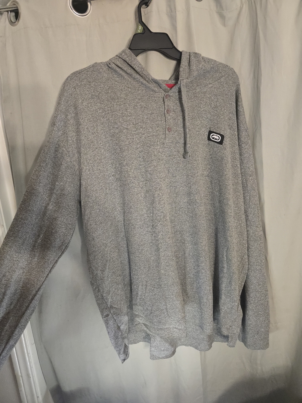 Eckō Unltd. Men's Henley Hoodie Sweater - Heather Gray (Size 4XL) Good Condition